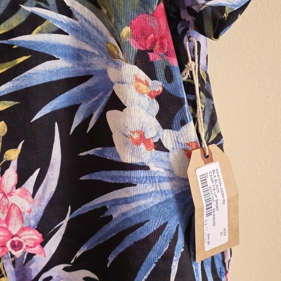 Harlow Women's Tropical Hawaiian Print Camp Tie Up Shirt Size XL - Picture 3 of 9